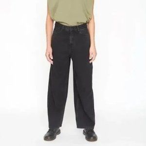 Free People x Sandrine Rose High Rise Relaxed Fit Wide Leg Jeans Black NWT 26